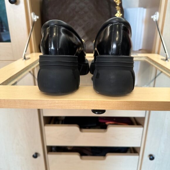 Gucci Black Size 37 Interlocking G Logo Leather Loafers - Picture 3 of 5